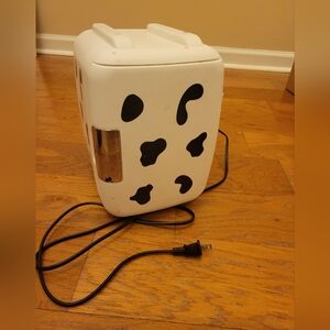 Cow Pattern Mini Fridge. Skincare Or Cooler / Warmer For Food